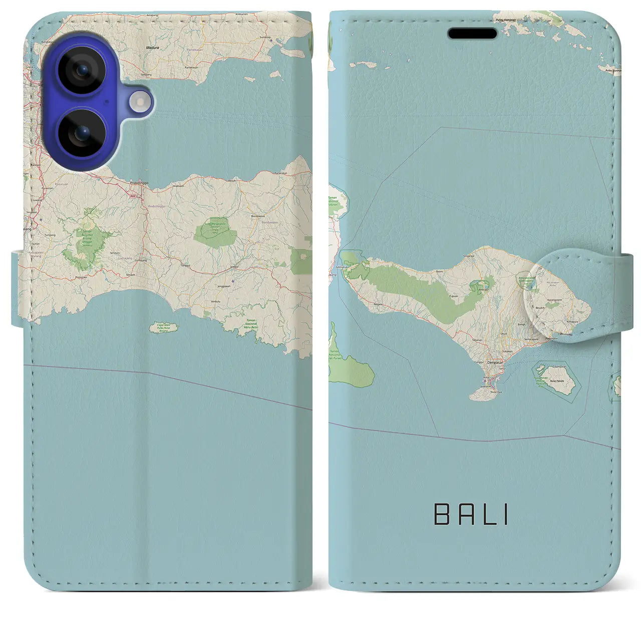 【バリ（インドネシア）】地図柄iPhoneケース（手帳タイプ）ナチュラル・iPhone 16 Pro Max 用