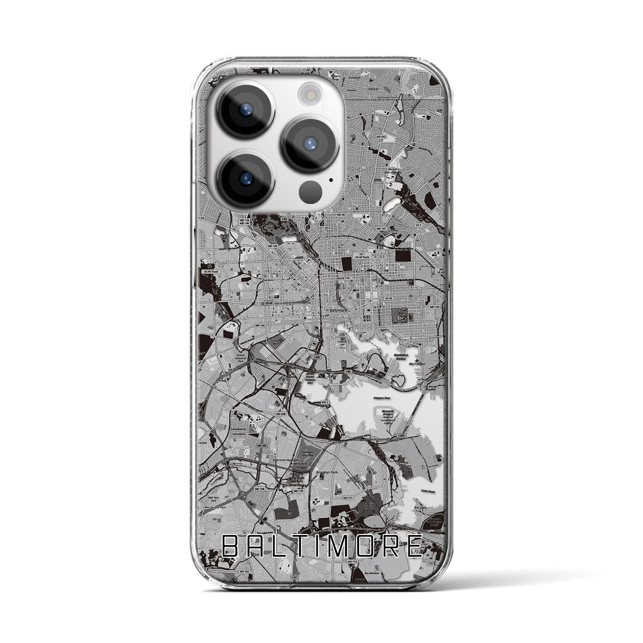 【ボルチモア（アメリカ）】地図柄iPhoneケース（クリアタイプ）