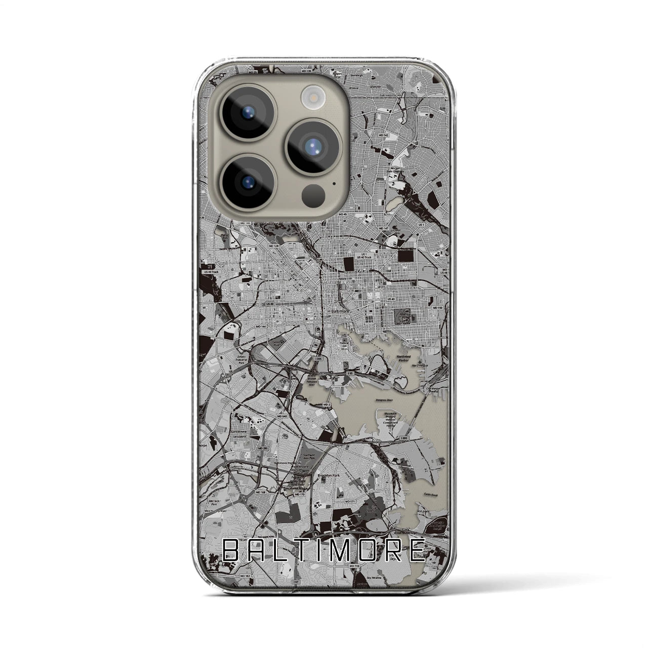 【ボルチモア（アメリカ）】地図柄iPhoneケース（クリアタイプ）