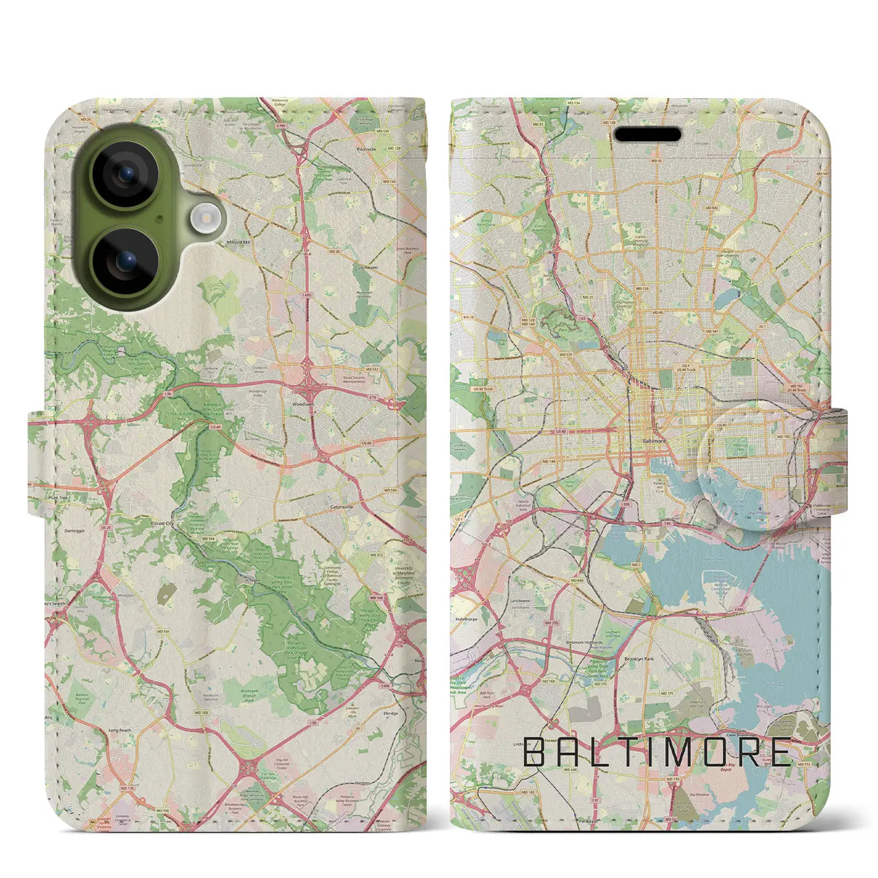 【ボルチモア（アメリカ）】地図柄iPhoneケース（手帳タイプ）