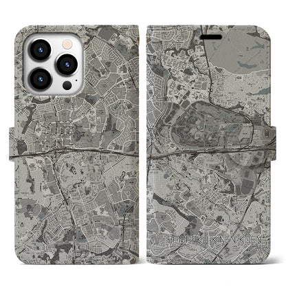 【万博記念公園（大阪府）】地図柄iPhoneケース（手帳タイプ）モノトーン・iPhone 13 Pro 用