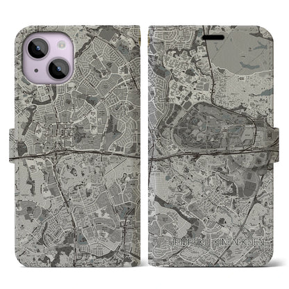 【万博記念公園（大阪府）】地図柄iPhoneケース（手帳タイプ）モノトーン・iPhone 14 用