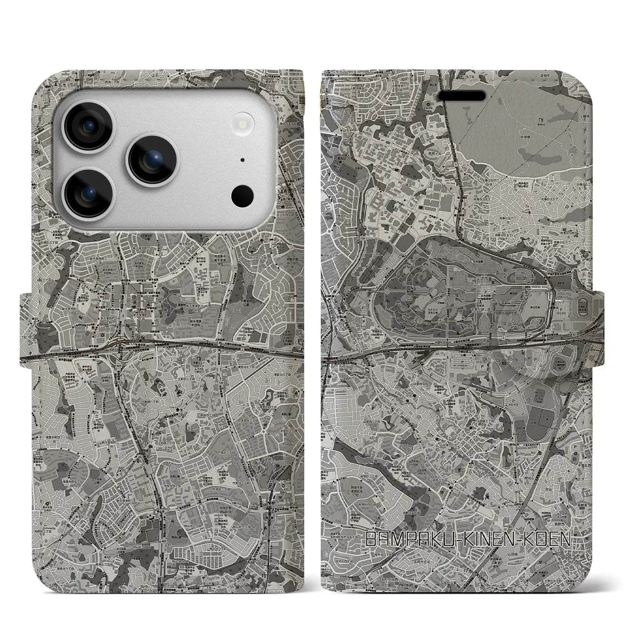 【万博記念公園（大阪府）】地図柄iPhoneケース（手帳タイプ）