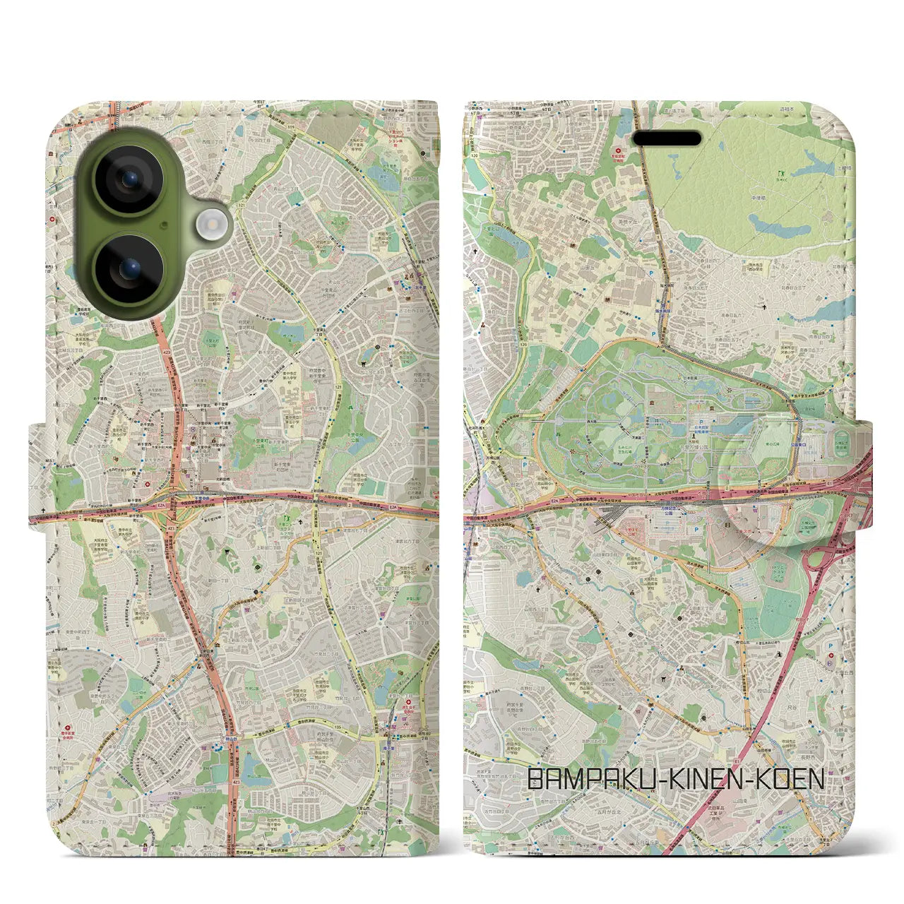 【万博記念公園（大阪府）】地図柄iPhoneケース（手帳タイプ）