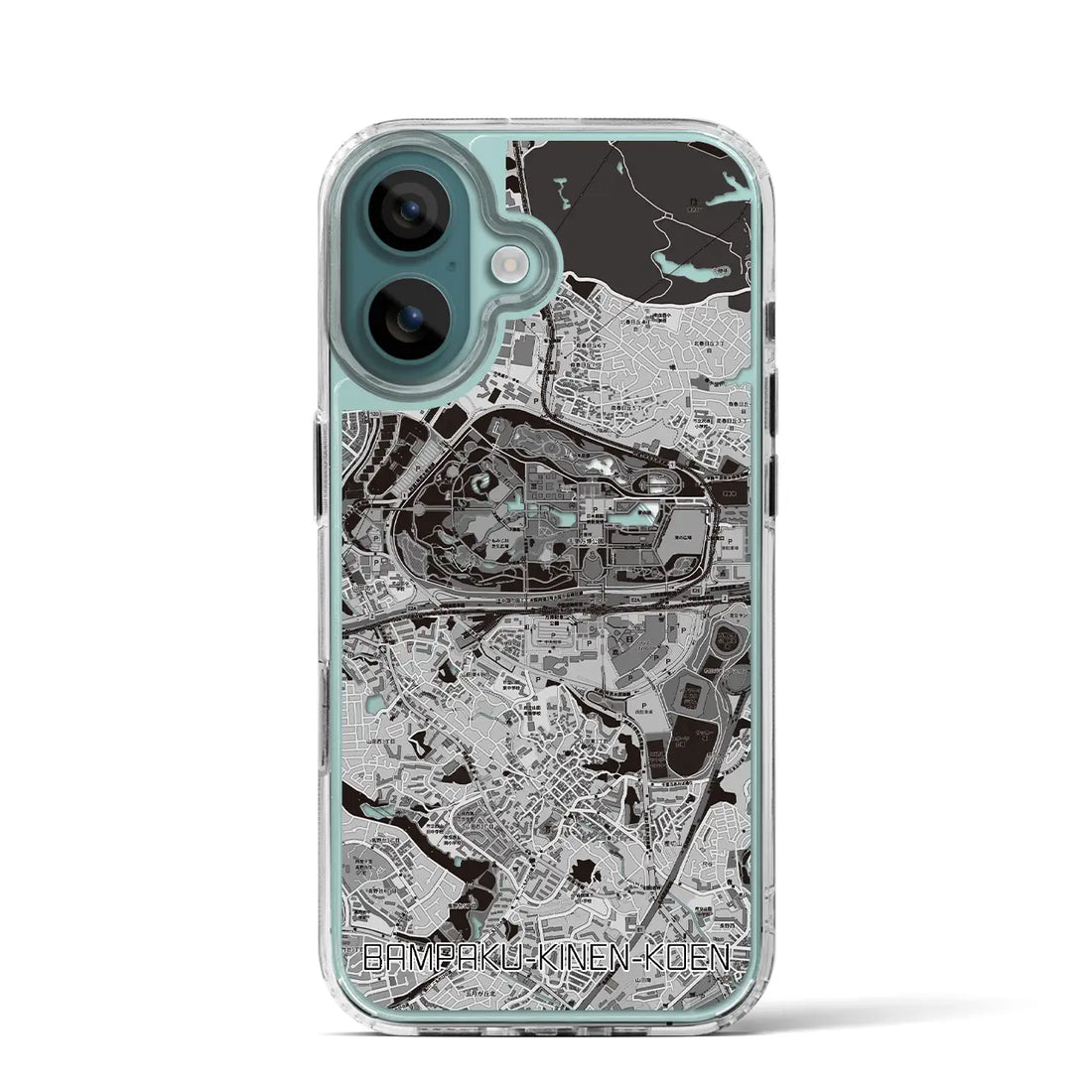 【万博記念公園(大阪府)】地図柄iPhoneケース(MagSafeタイプ)モノトーン・iPhone 16 Pro 用