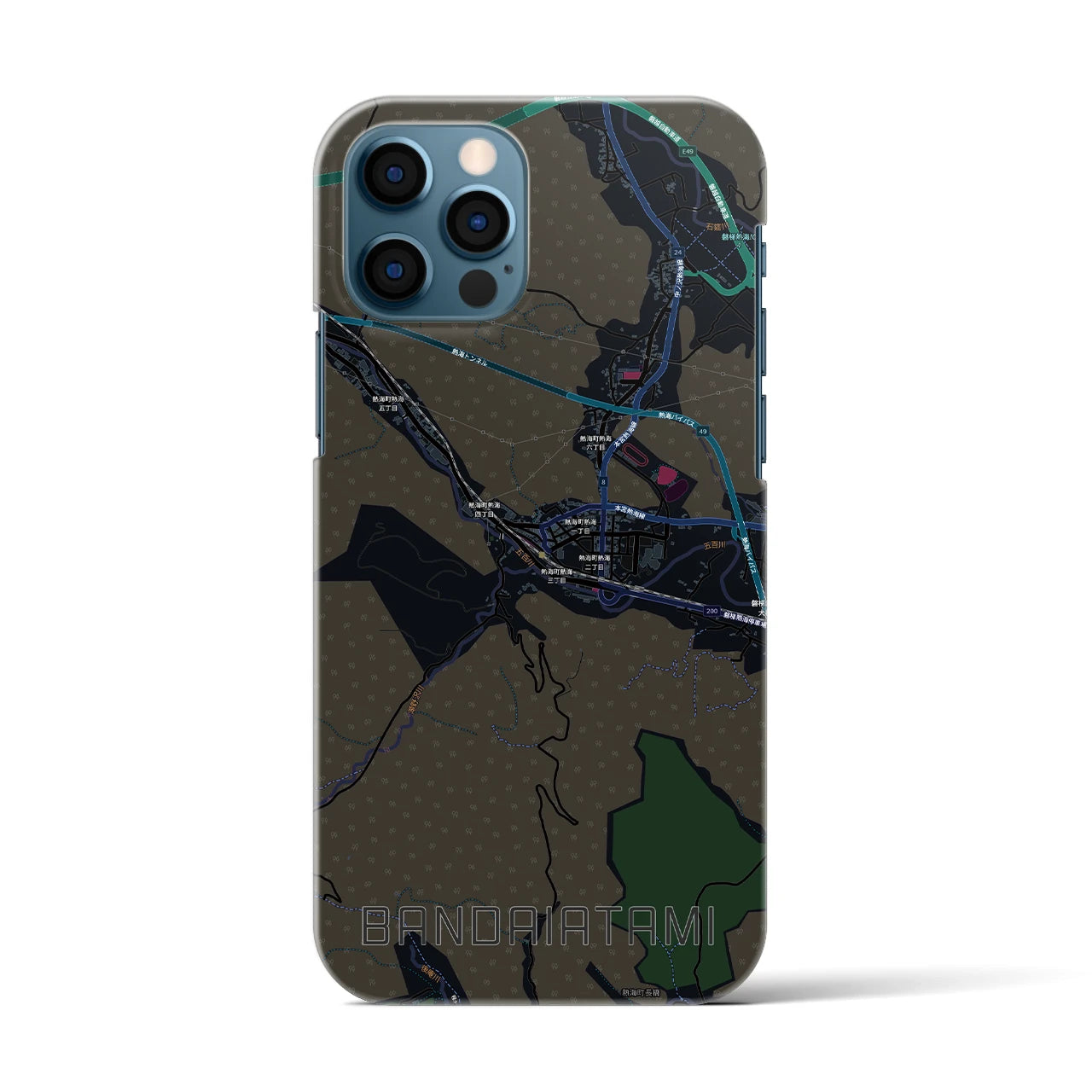 【磐梯熱海（福島県）】地図柄iPhoneケース（バックカバータイプ）