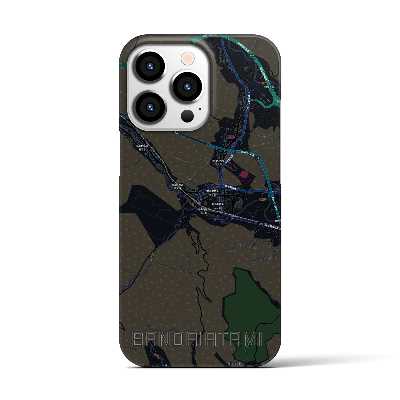 【磐梯熱海（福島県）】地図柄iPhoneケース（バックカバータイプ）