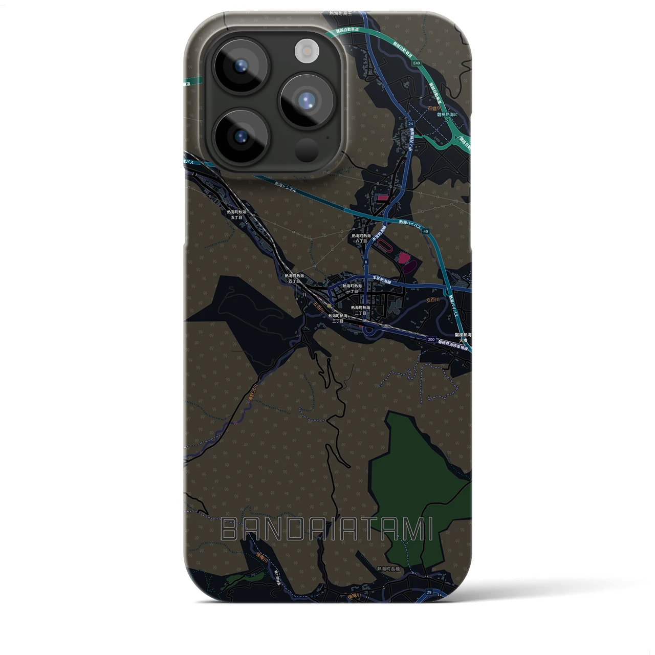 【磐梯熱海（福島県）】地図柄iPhoneケース（バックカバータイプ）