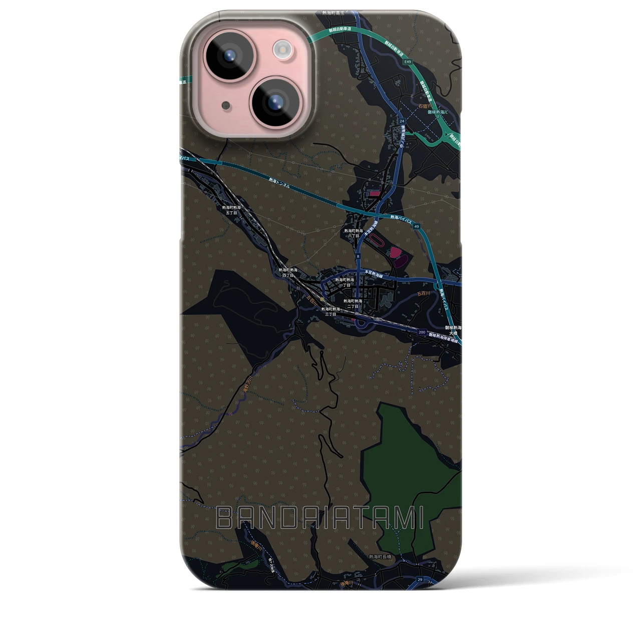 【磐梯熱海（福島県）】地図柄iPhoneケース（バックカバータイプ）