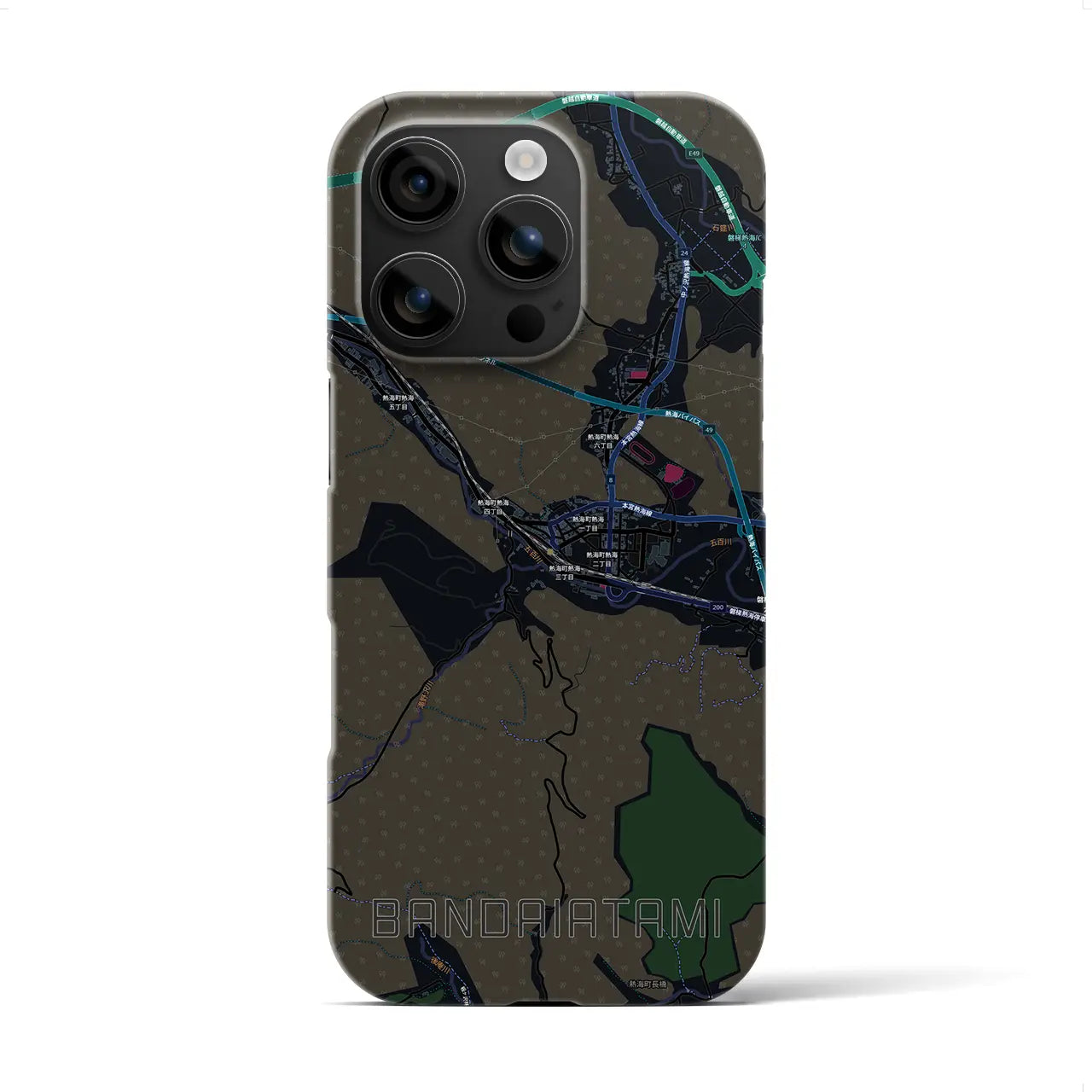 【磐梯熱海（福島県）】地図柄iPhoneケース（バックカバータイプ）