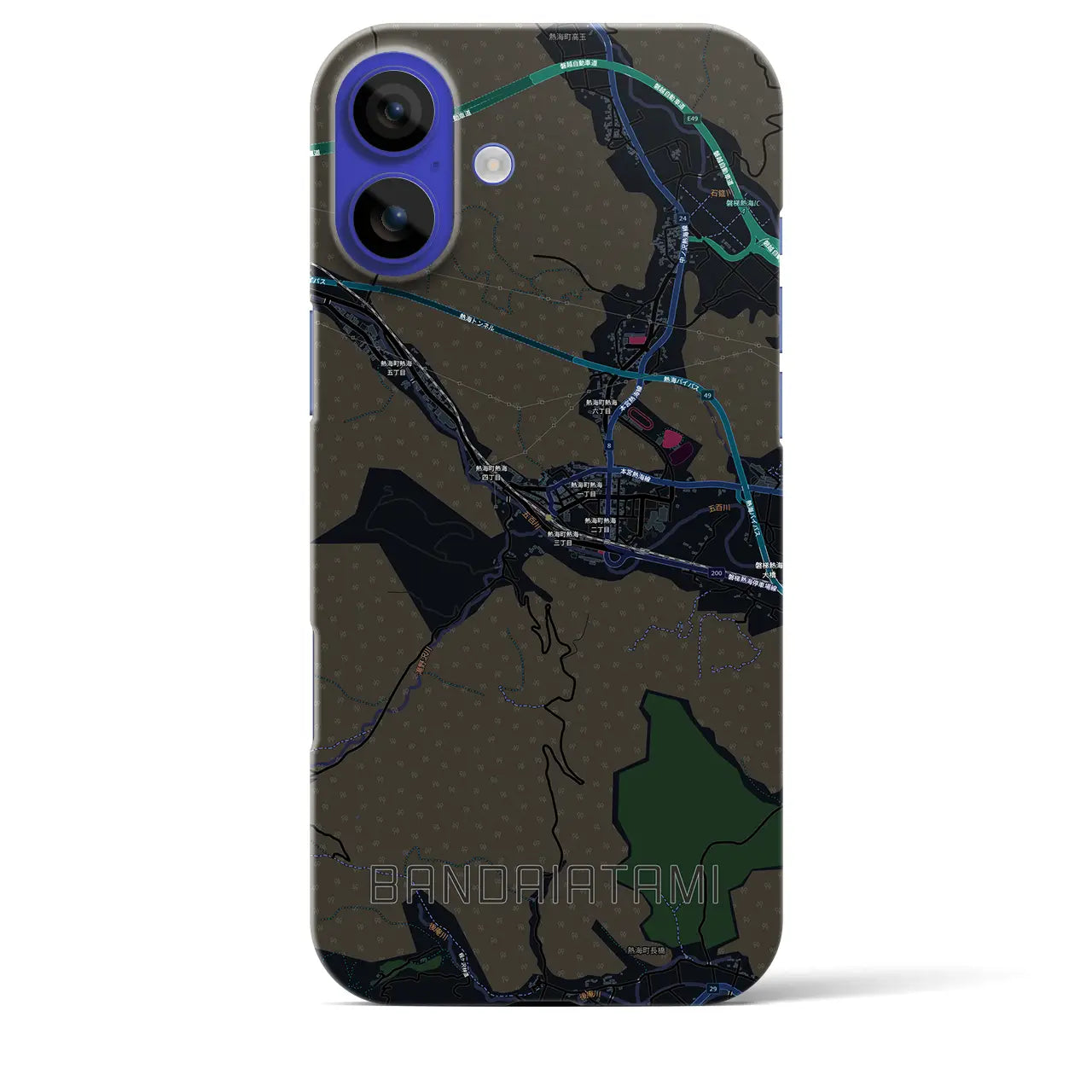 【磐梯熱海（福島県）】地図柄iPhoneケース（バックカバータイプ）