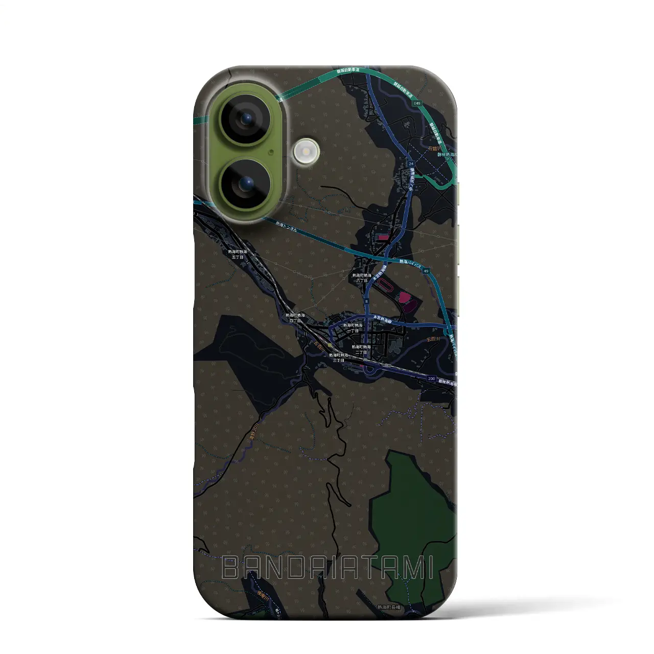 【磐梯熱海（福島県）】地図柄iPhoneケース（バックカバータイプ）