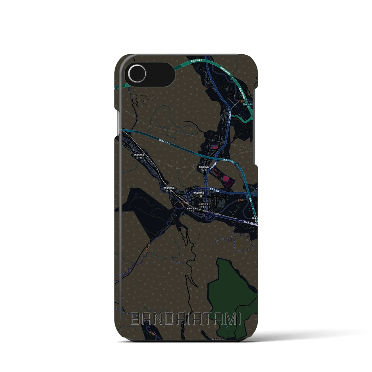 【磐梯熱海（福島県）】地図柄iPhoneケース（バックカバータイプ）