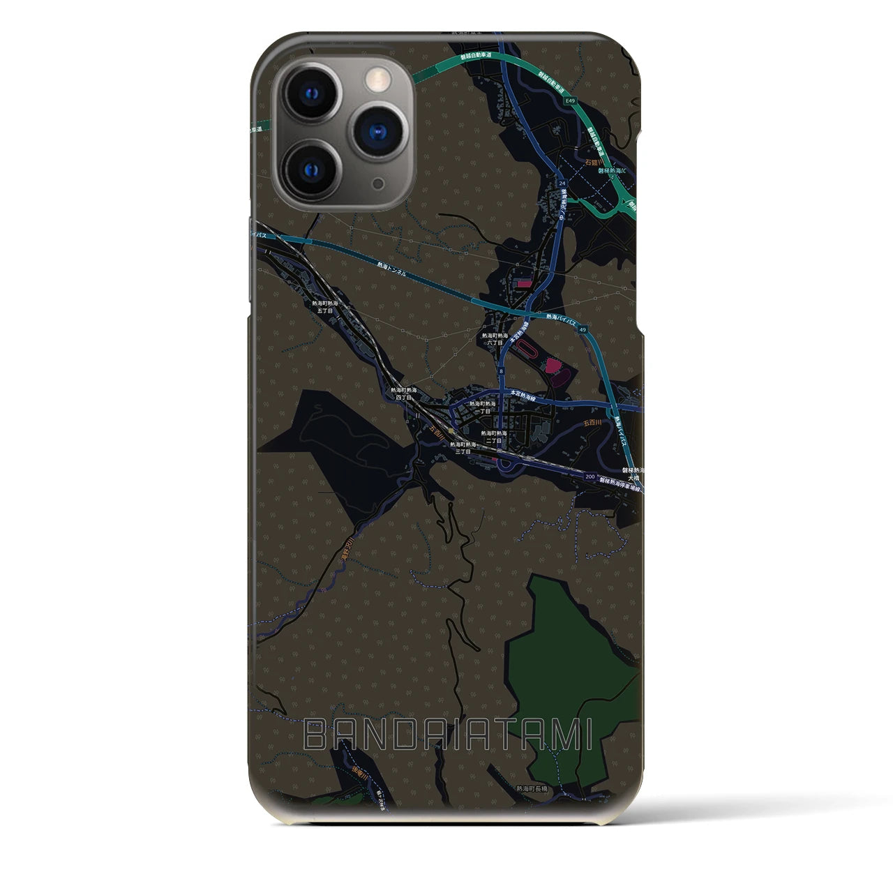 【磐梯熱海（福島県）】地図柄iPhoneケース（バックカバータイプ）