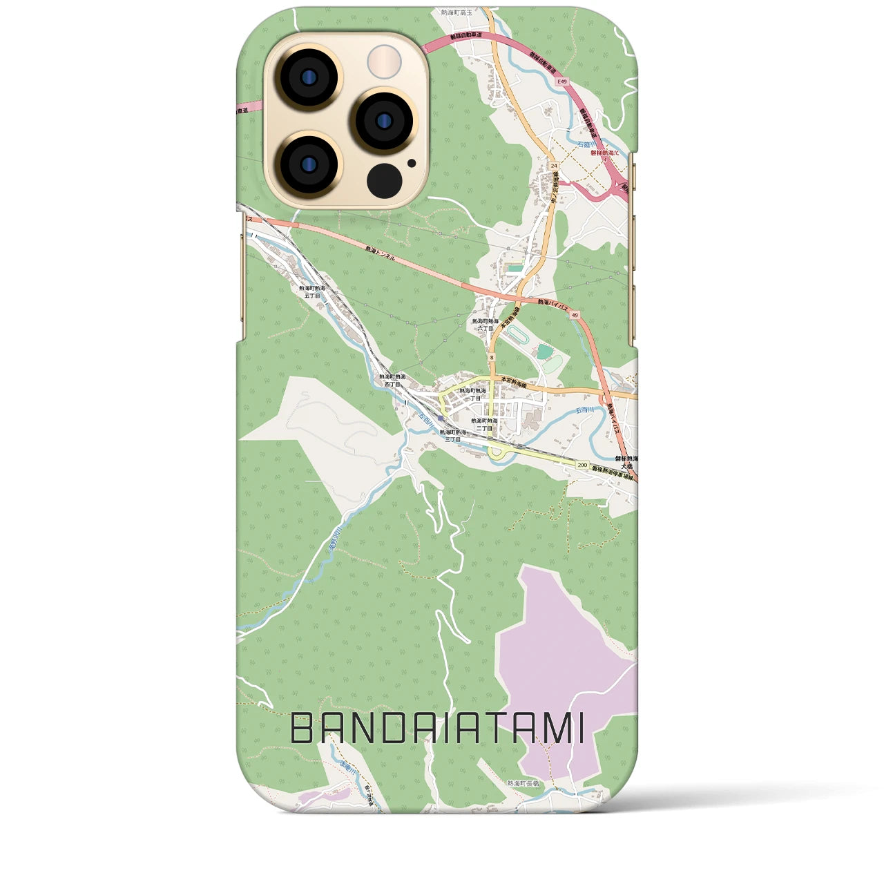 【磐梯熱海（福島県）】地図柄iPhoneケース（バックカバータイプ）