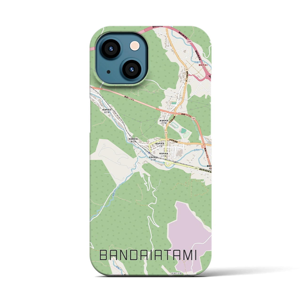 【磐梯熱海（福島県）】地図柄iPhoneケース（バックカバータイプ）