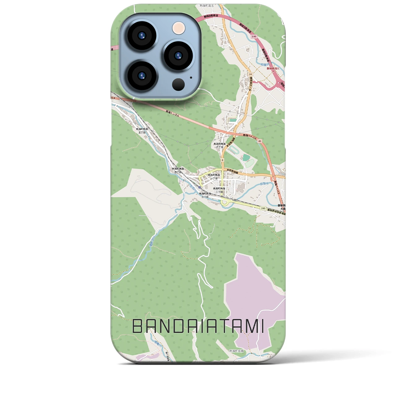 【磐梯熱海（福島県）】地図柄iPhoneケース（バックカバータイプ）