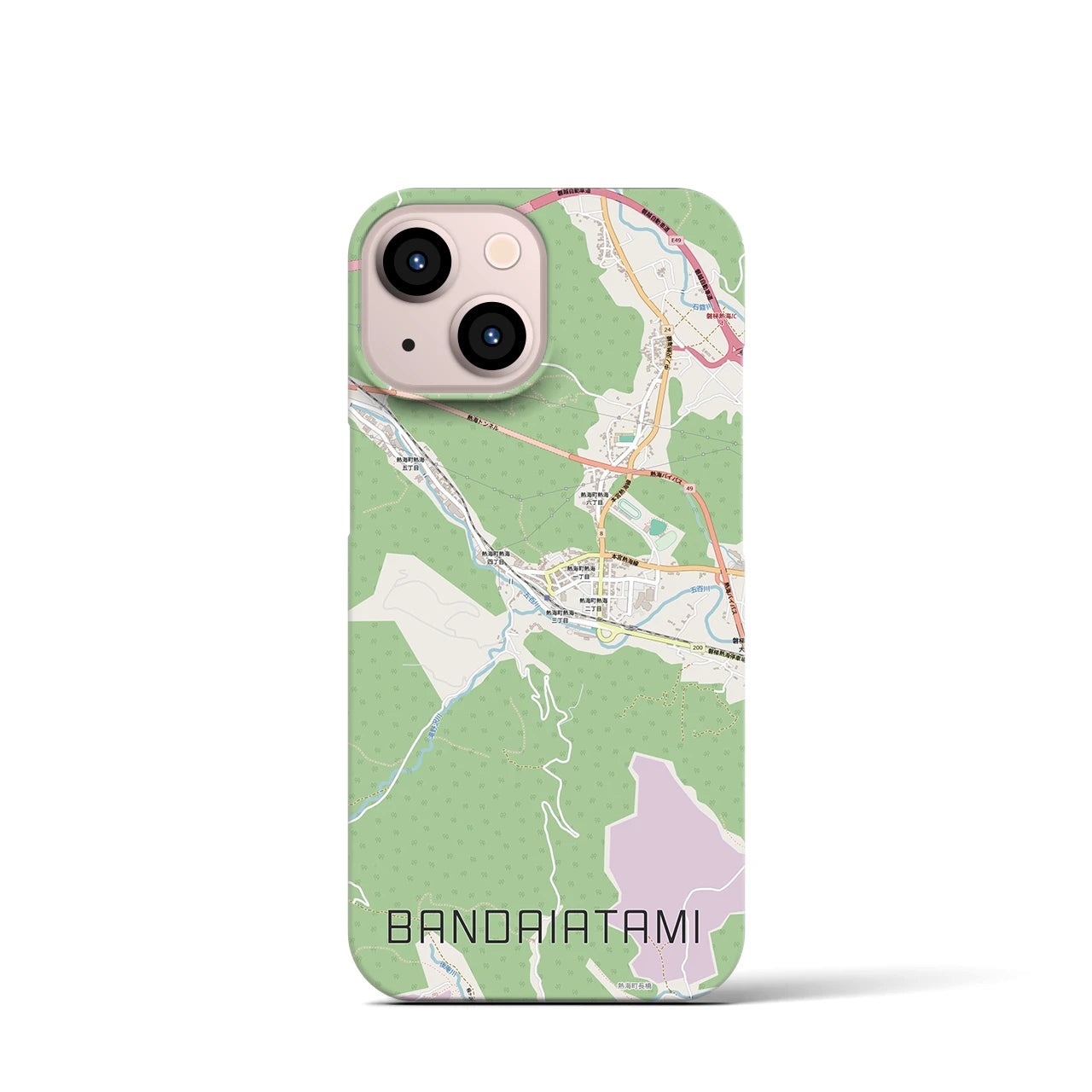 【磐梯熱海（福島県）】地図柄iPhoneケース（バックカバータイプ）