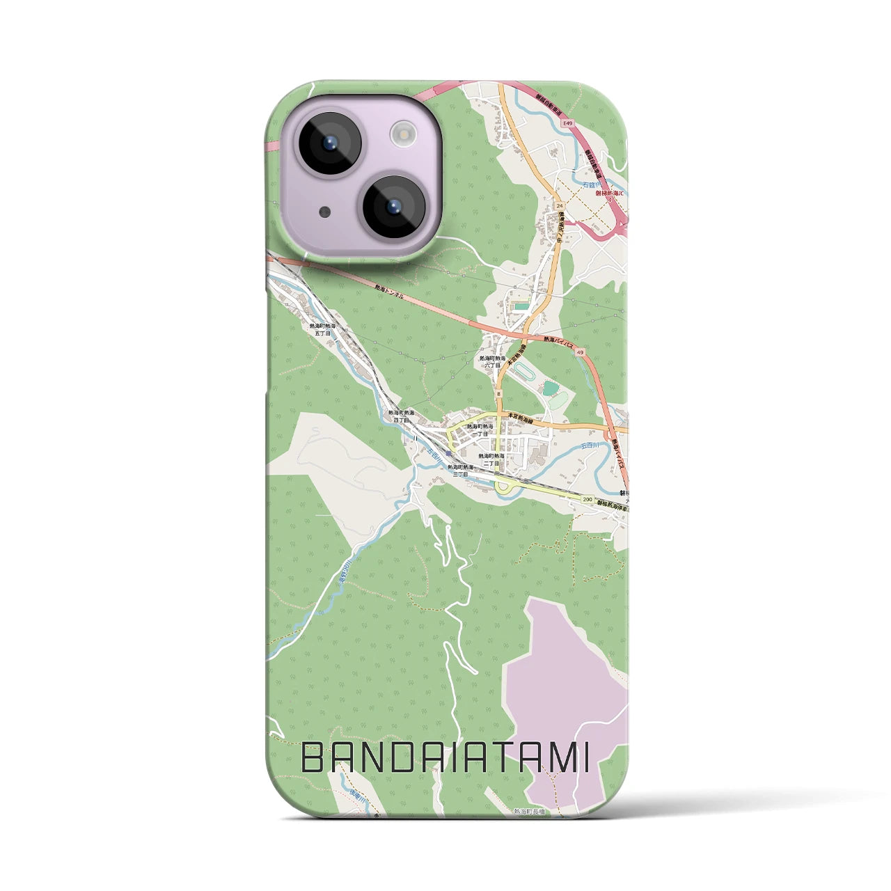 【磐梯熱海（福島県）】地図柄iPhoneケース（バックカバータイプ）