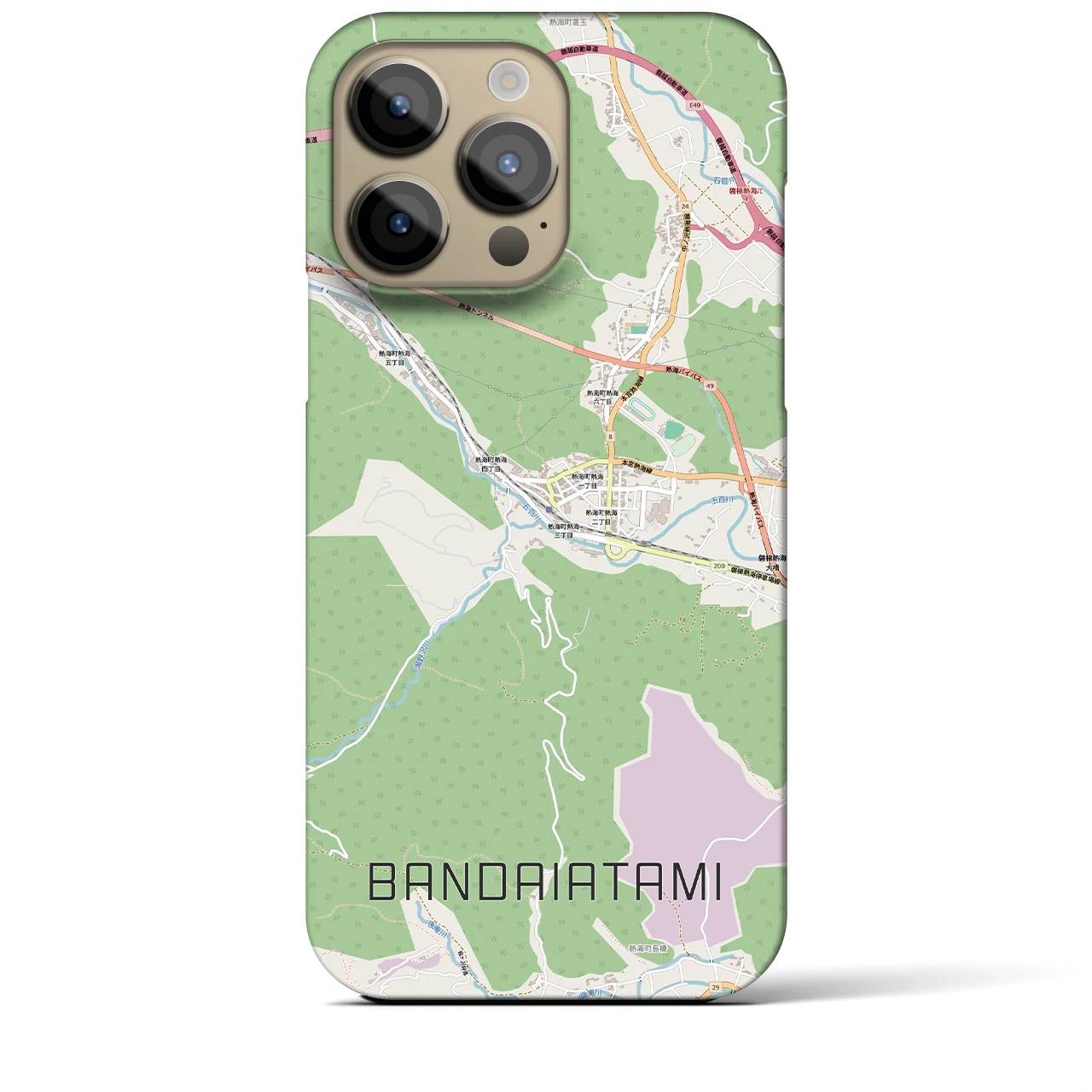 【磐梯熱海（福島県）】地図柄iPhoneケース（バックカバータイプ）