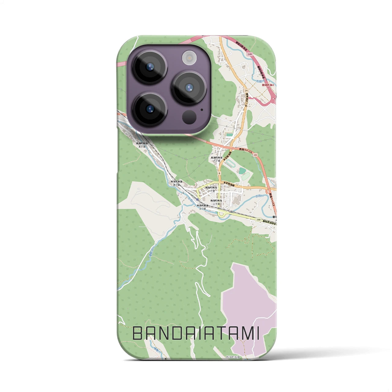 【磐梯熱海（福島県）】地図柄iPhoneケース（バックカバータイプ）