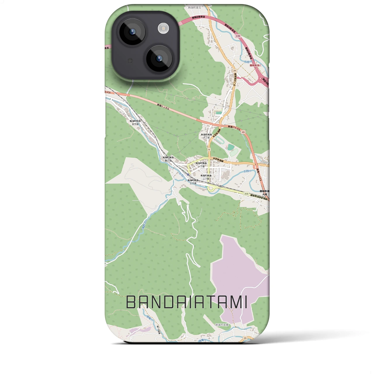 【磐梯熱海（福島県）】地図柄iPhoneケース（バックカバータイプ）