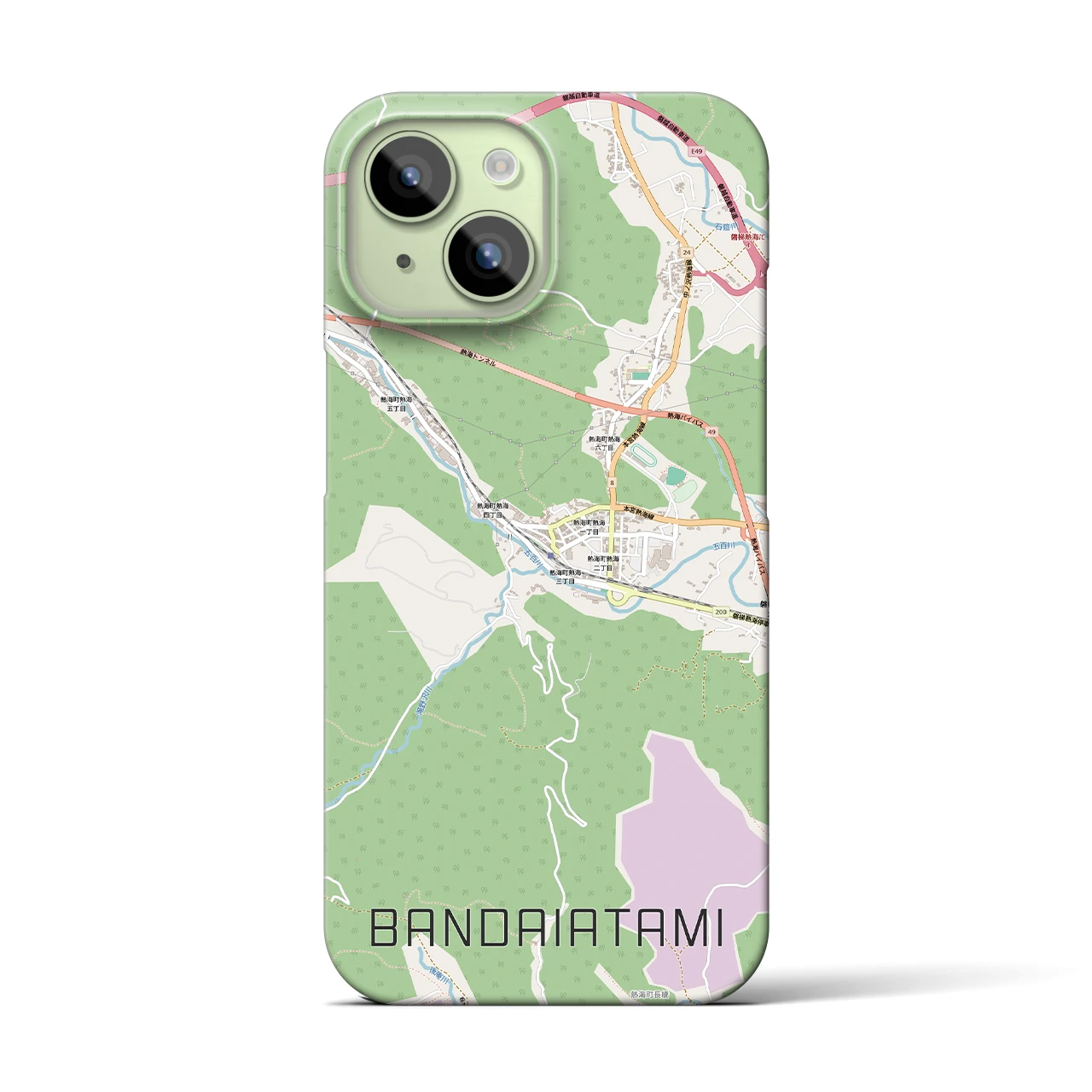 【磐梯熱海（福島県）】地図柄iPhoneケース（バックカバータイプ）