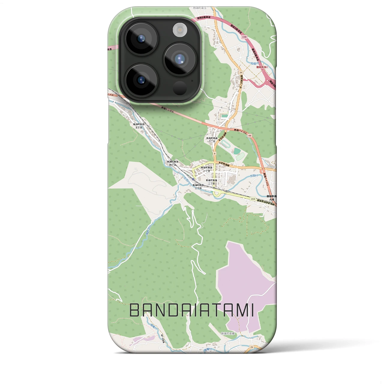 【磐梯熱海（福島県）】地図柄iPhoneケース（バックカバータイプ）