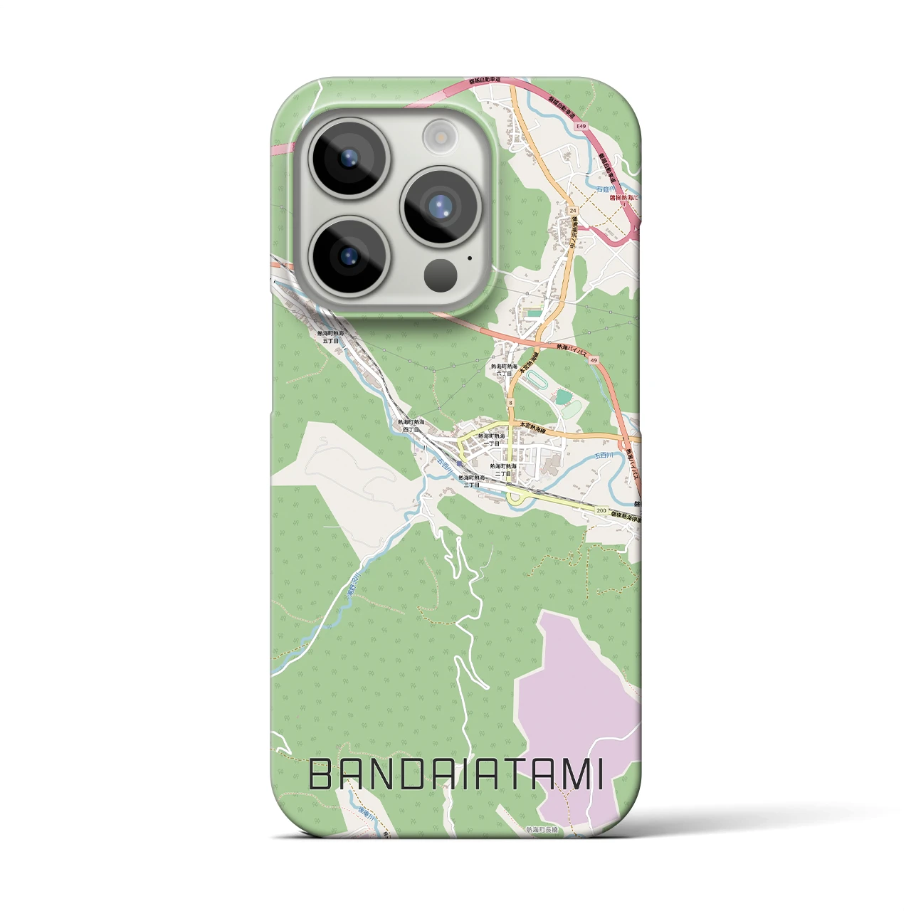 【磐梯熱海（福島県）】地図柄iPhoneケース（バックカバータイプ）