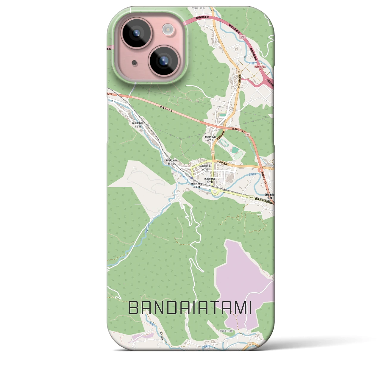【磐梯熱海（福島県）】地図柄iPhoneケース（バックカバータイプ）