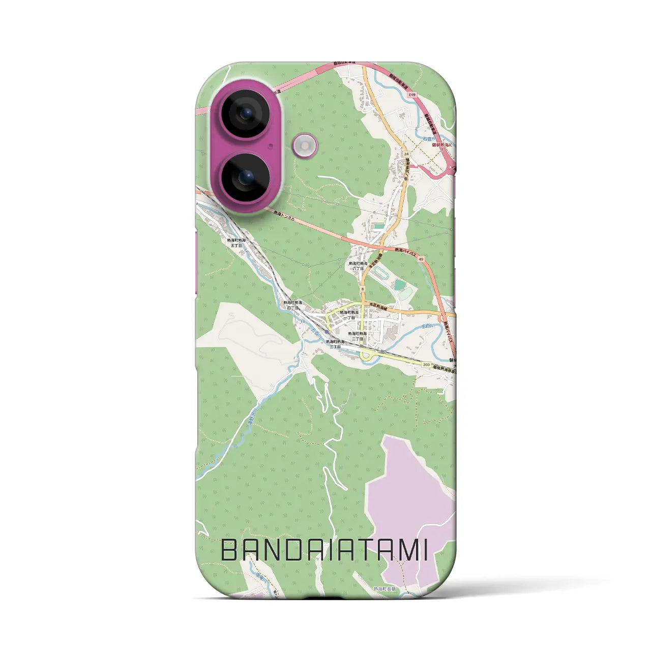 【磐梯熱海（福島県）】地図柄iPhoneケース（バックカバータイプ）