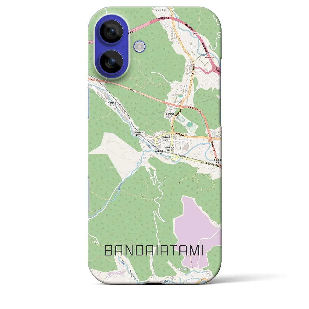 【磐梯熱海（福島県）】地図柄iPhoneケース（バックカバータイプ）