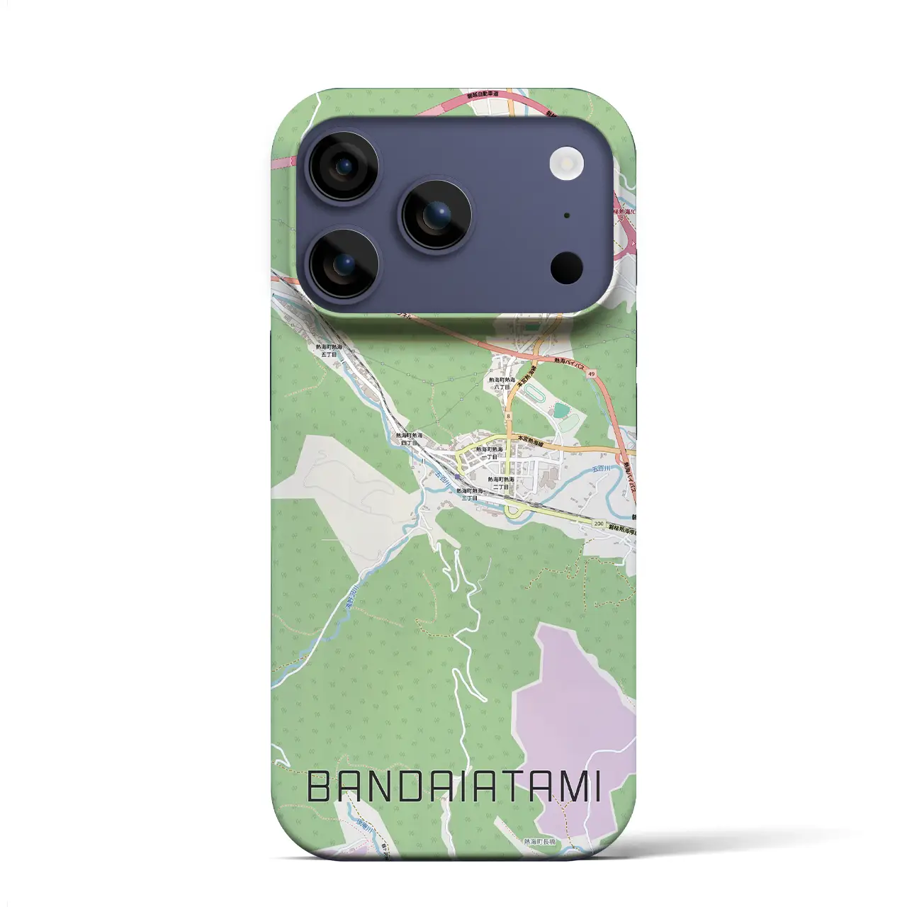 【磐梯熱海（福島県）】地図柄iPhoneケース（バックカバータイプ）ナチュラル・iPhone 17 Pro Max 用