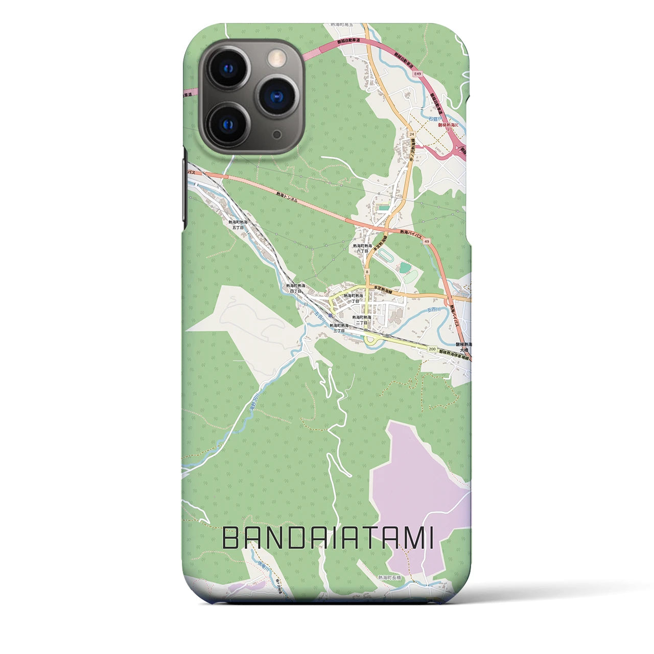 【磐梯熱海（福島県）】地図柄iPhoneケース（バックカバータイプ）