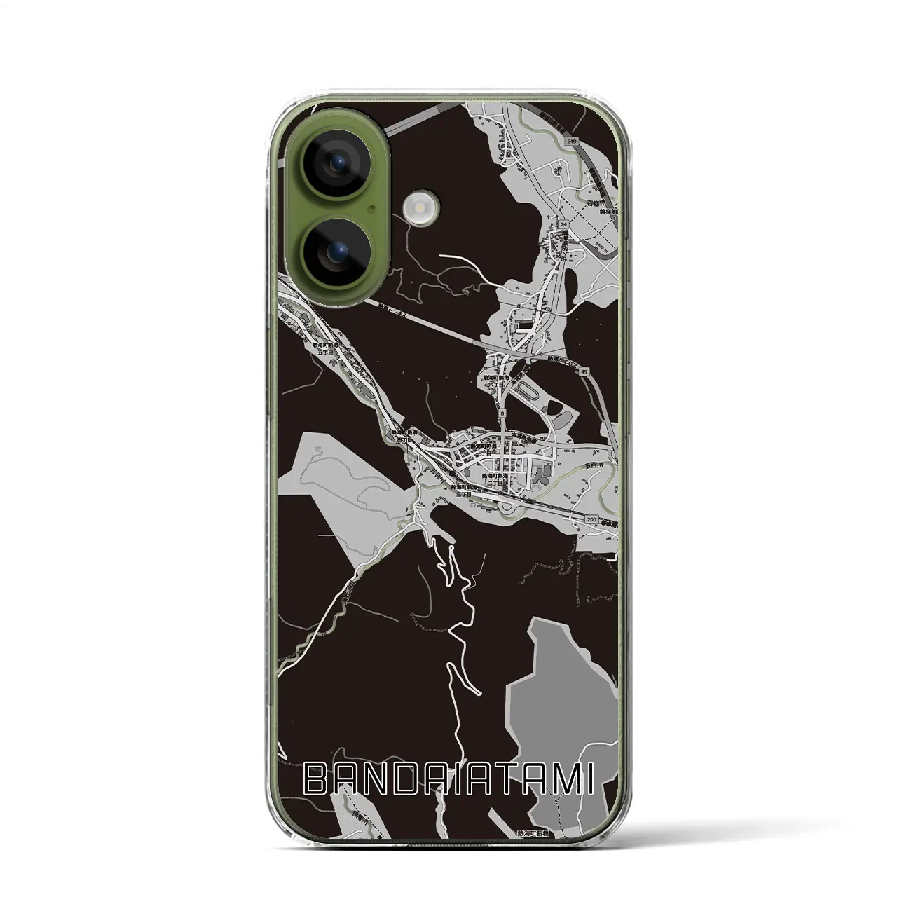 【磐梯熱海（福島県）】地図柄iPhoneケース（クリアタイプ）