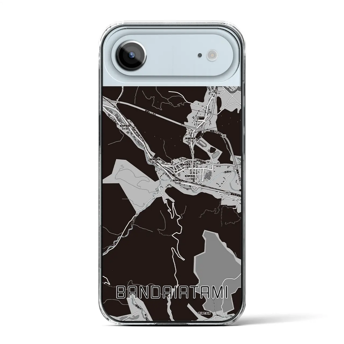 【磐梯熱海（福島県）】地図柄iPhoneケース（クリアタイプ）モノトーン・iPhone 17 Pro Max 用