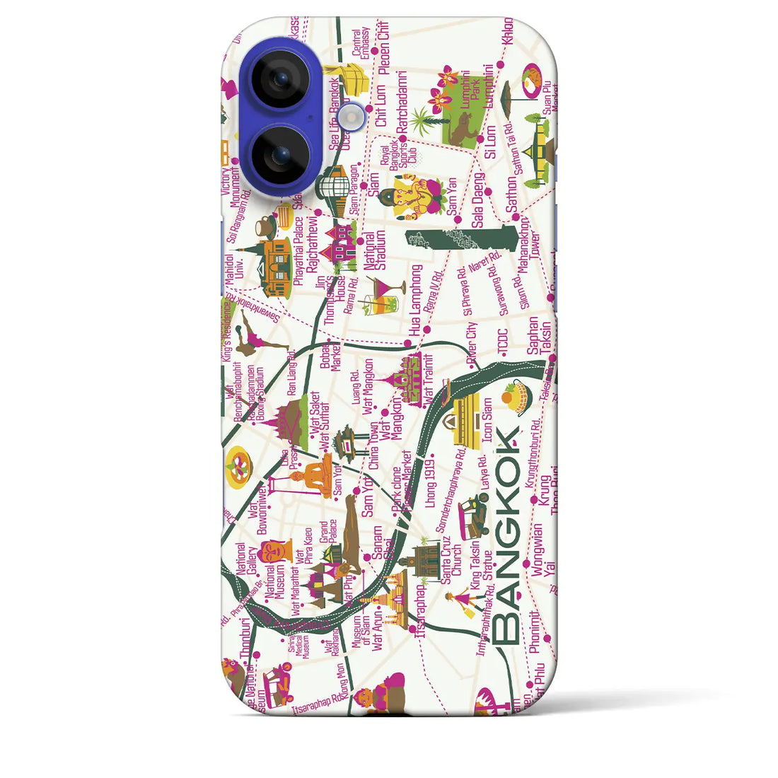 【バンコク(イラスト)】イラストマップiPhoneケース(バックカバータイプ)ブライト・iPhone 16 Pro Max 用