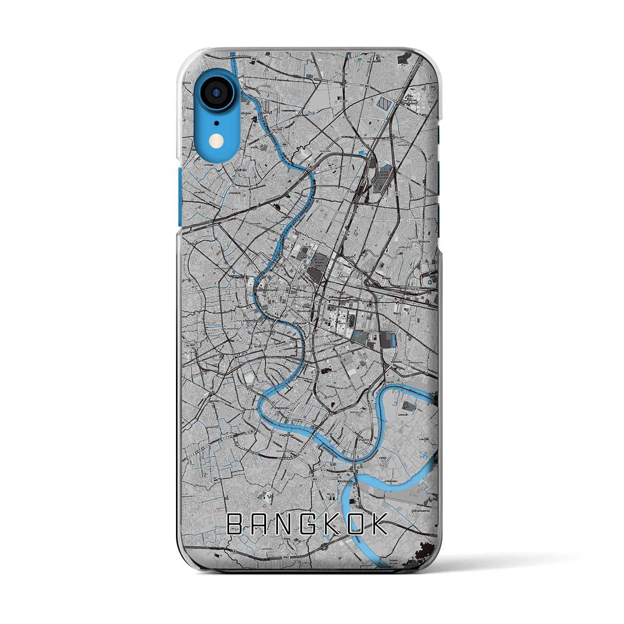 【バンコク（タイ）】地図柄iPhoneケース（クリアタイプ）モノトーン・iPhone XR 用
