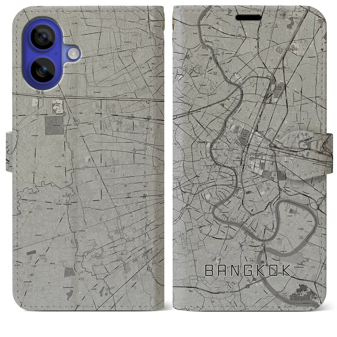 【バンコク（タイ）】地図柄iPhoneケース（手帳タイプ）