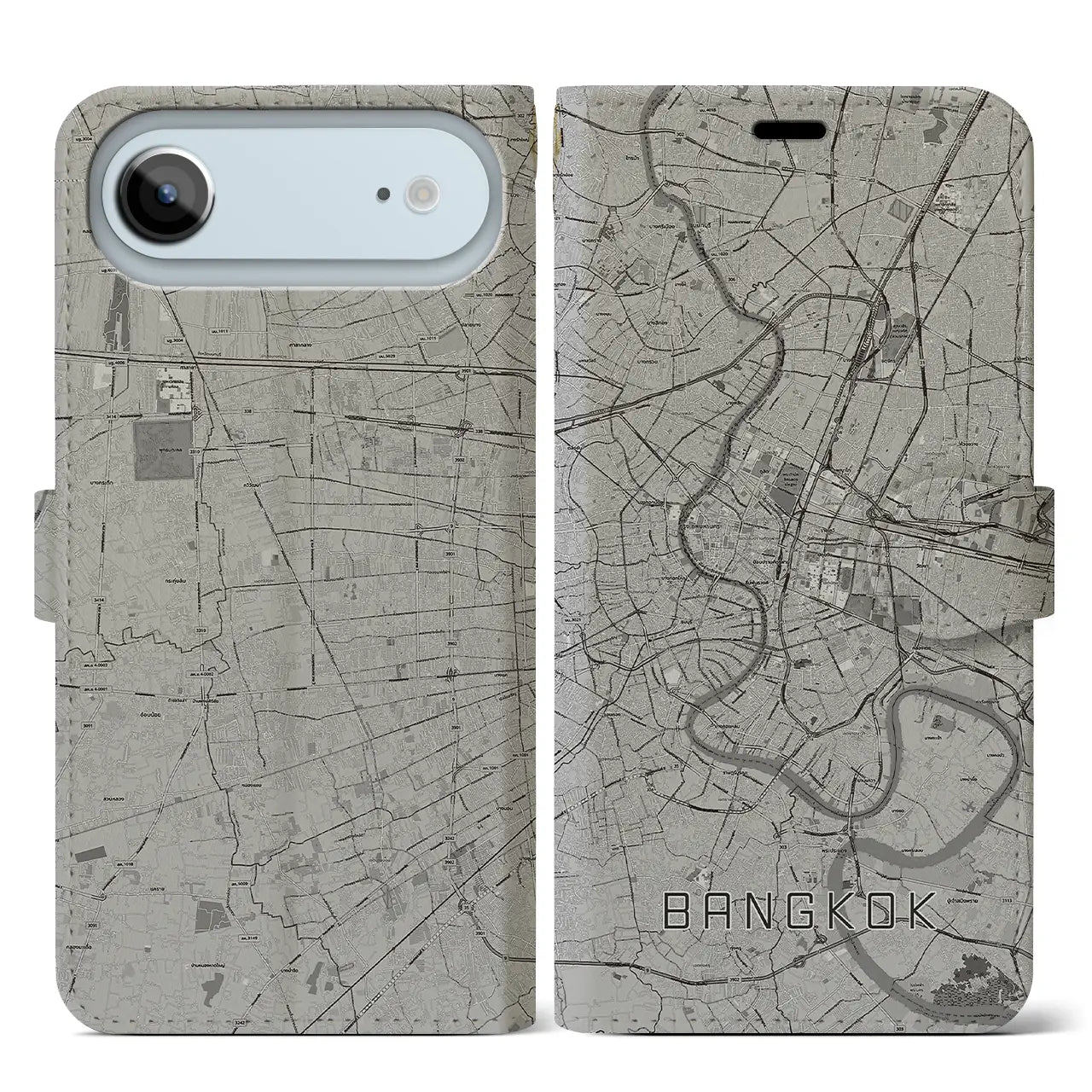 【バンコク（タイ）】地図柄iPhoneケース（手帳タイプ）