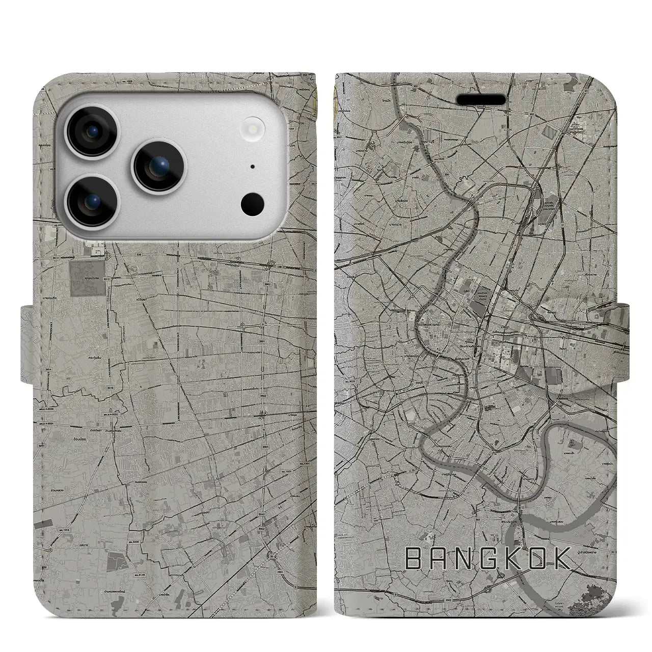 【バンコク（タイ）】地図柄iPhoneケース（手帳タイプ）