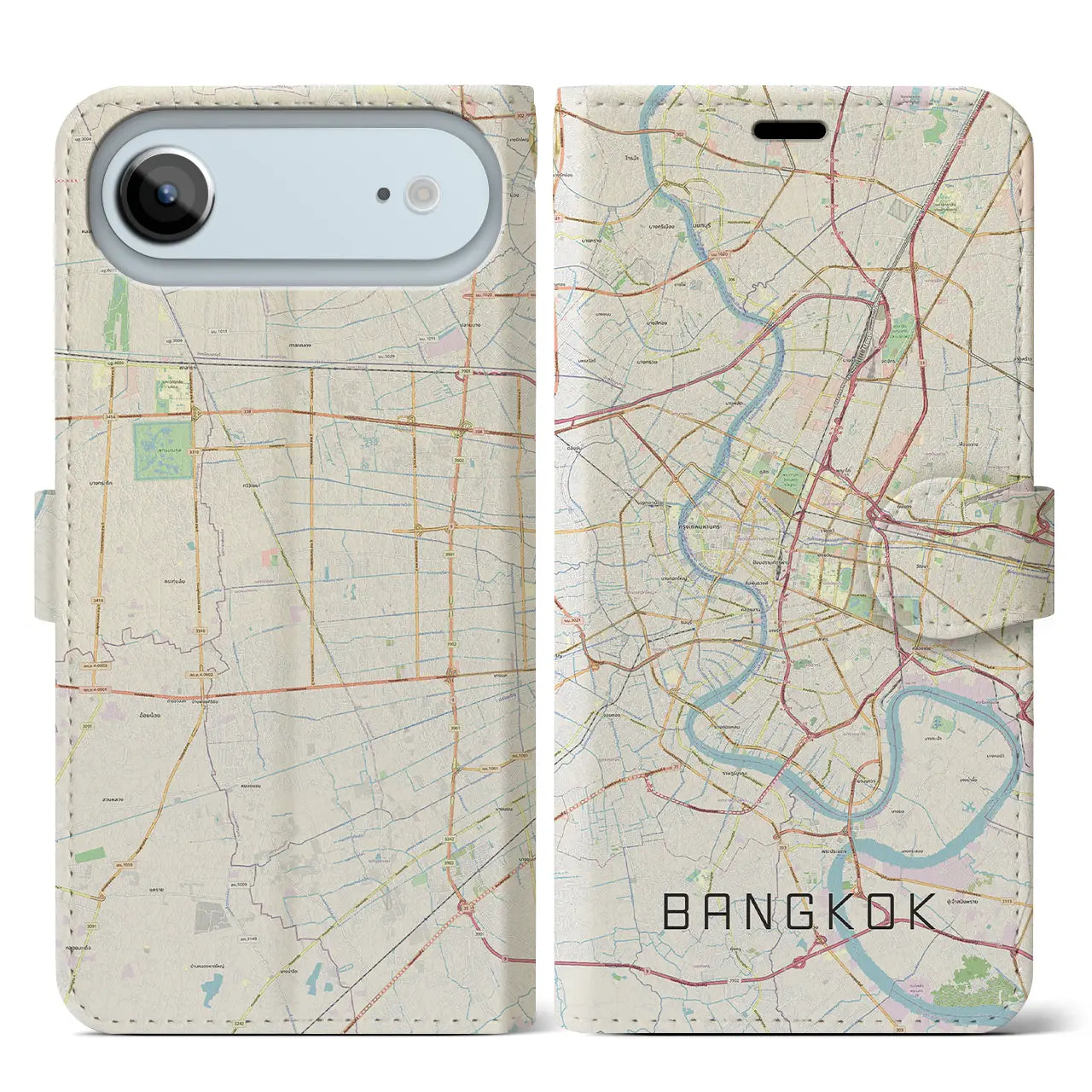 【バンコク（タイ）】地図柄iPhoneケース（手帳タイプ）