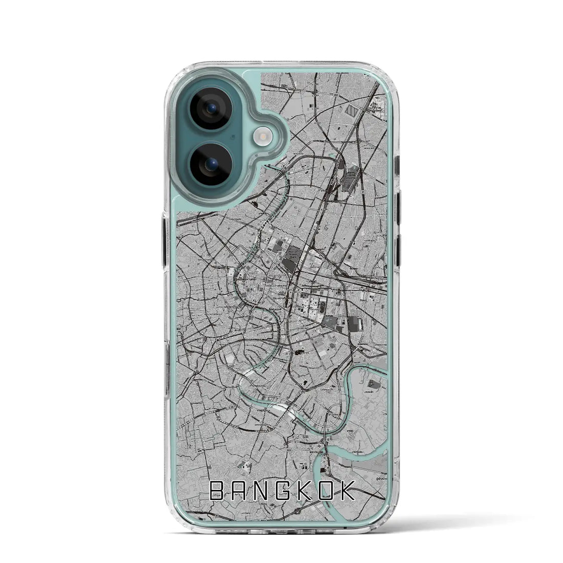 【バンコク（タイ）】地図柄iPhoneケース（MagSafeタイプ）モノトーン・iPhone 16 Pro 用