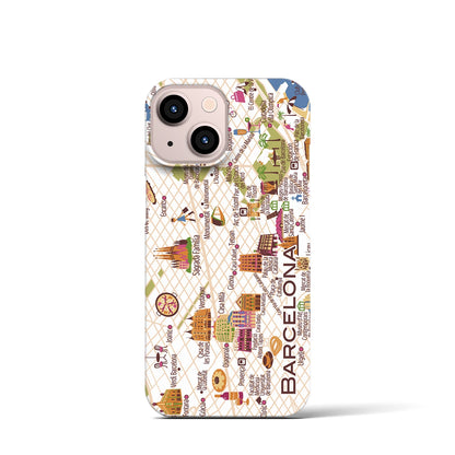 【バルセロナ】イラストマップiPhoneケース（バックカバータイプ）ブライトiPhone 13 mini 用＜アウトレット＞