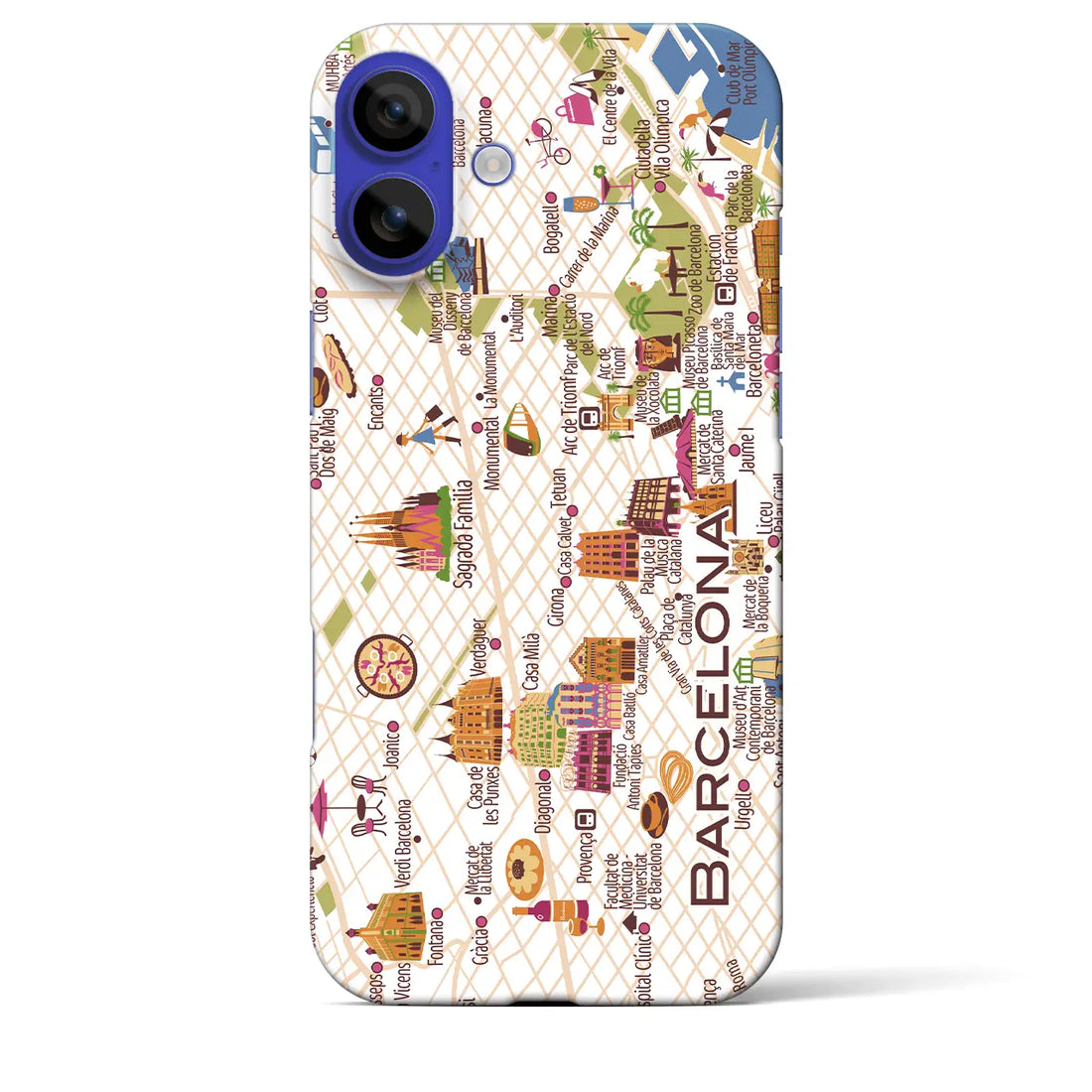 【バルセロナ(イラスト)】イラストマップiPhoneケース(バックカバータイプ)ブライト・iPhone 16 Pro Max 用