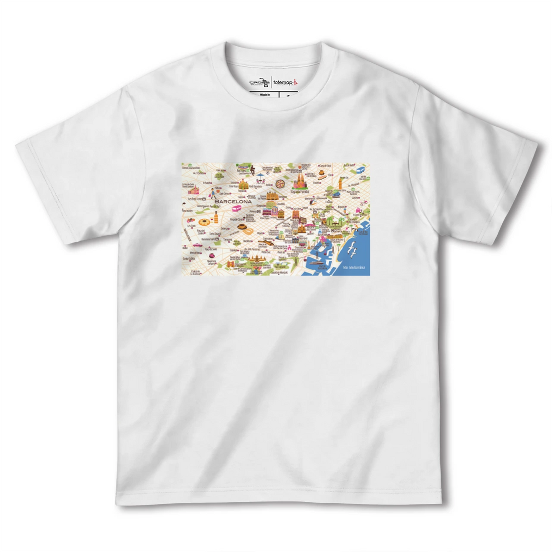【バルセロナ（イラスト）（スペイン）】イラストマップTシャツ