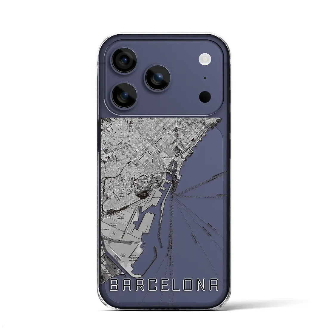 【バルセロナ(スペイン)】地図柄iPhoneケース(クリアタイプ)モノトーン・iPhone 17 Pro Max 用