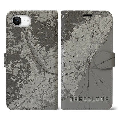 【バルセロナ（スペイン）】地図柄iPhoneケース（手帳タイプ）