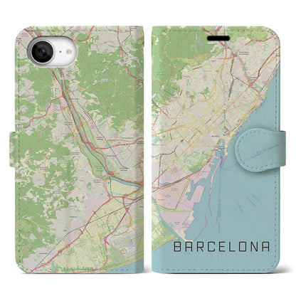 【バルセロナ（スペイン）】地図柄iPhoneケース（手帳タイプ）