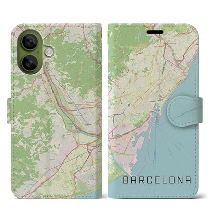 【バルセロナ（スペイン）】地図柄iPhoneケース（手帳タイプ）